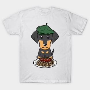 Dog eating Spaghetti - dachshund T-Shirt